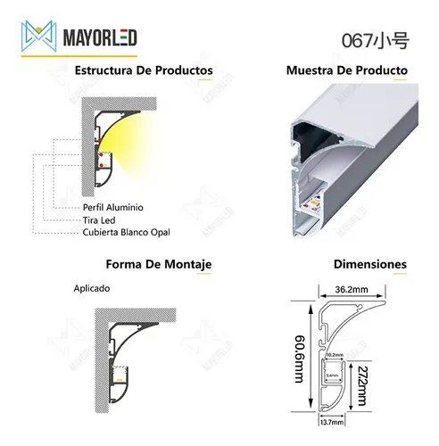 Perfil de aluminio p-067 esquinero 2metros - Image 2