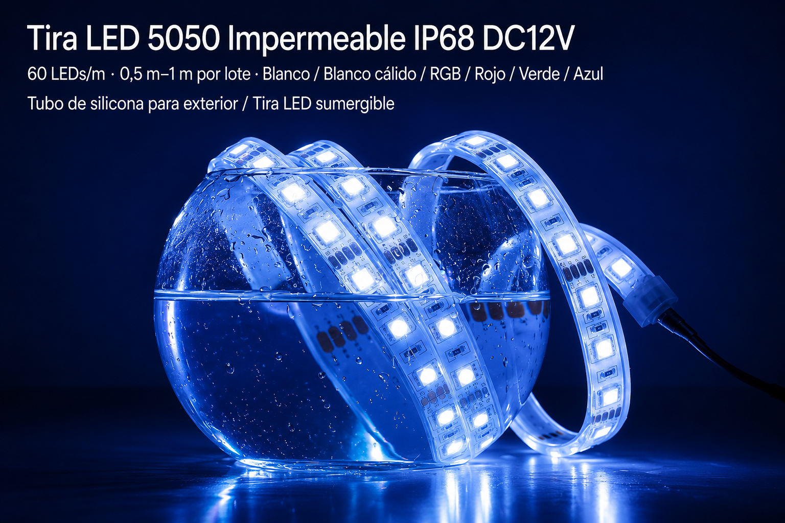 Tira LED RGB 5050 SUMERGIBLE 60LED/m IP68 12V 5m - Image 2