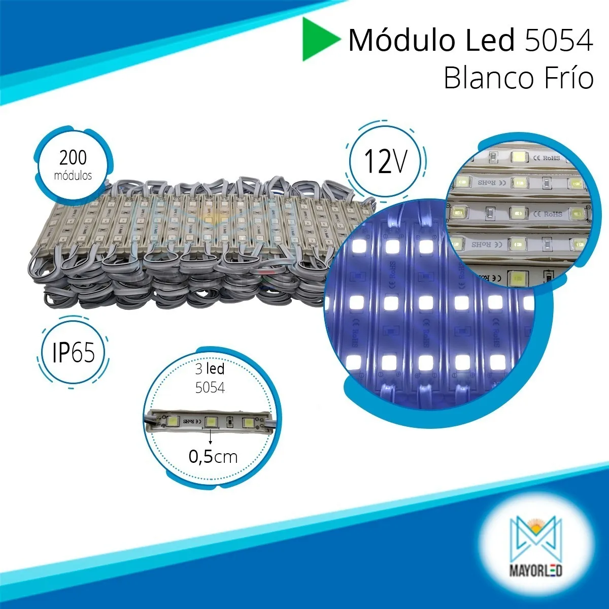 Módulos LED 5054 3 Led X200 12V IP65 - Image 2