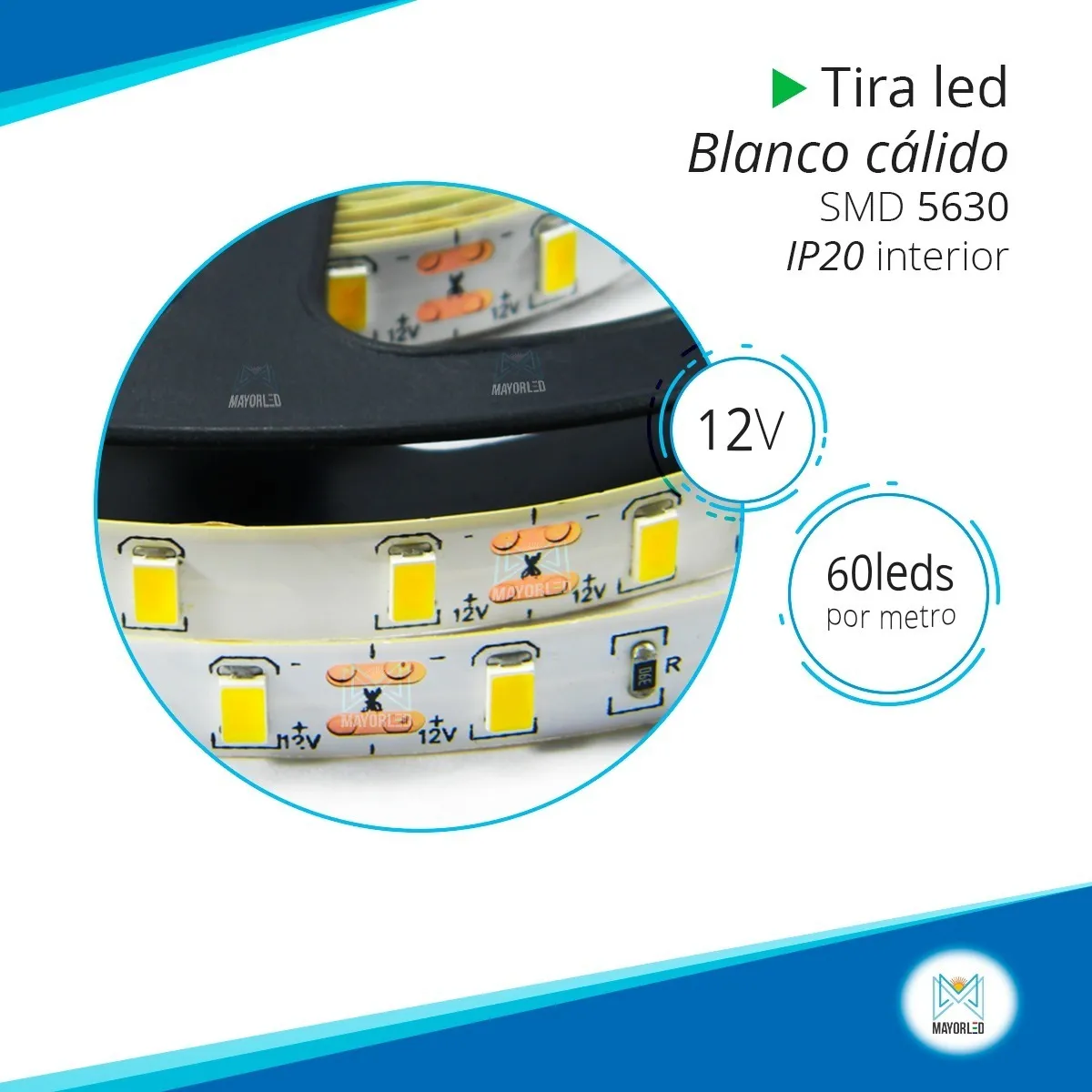 Tira LED 5630 60 LED/m 12V 5m IP20 - Image 2