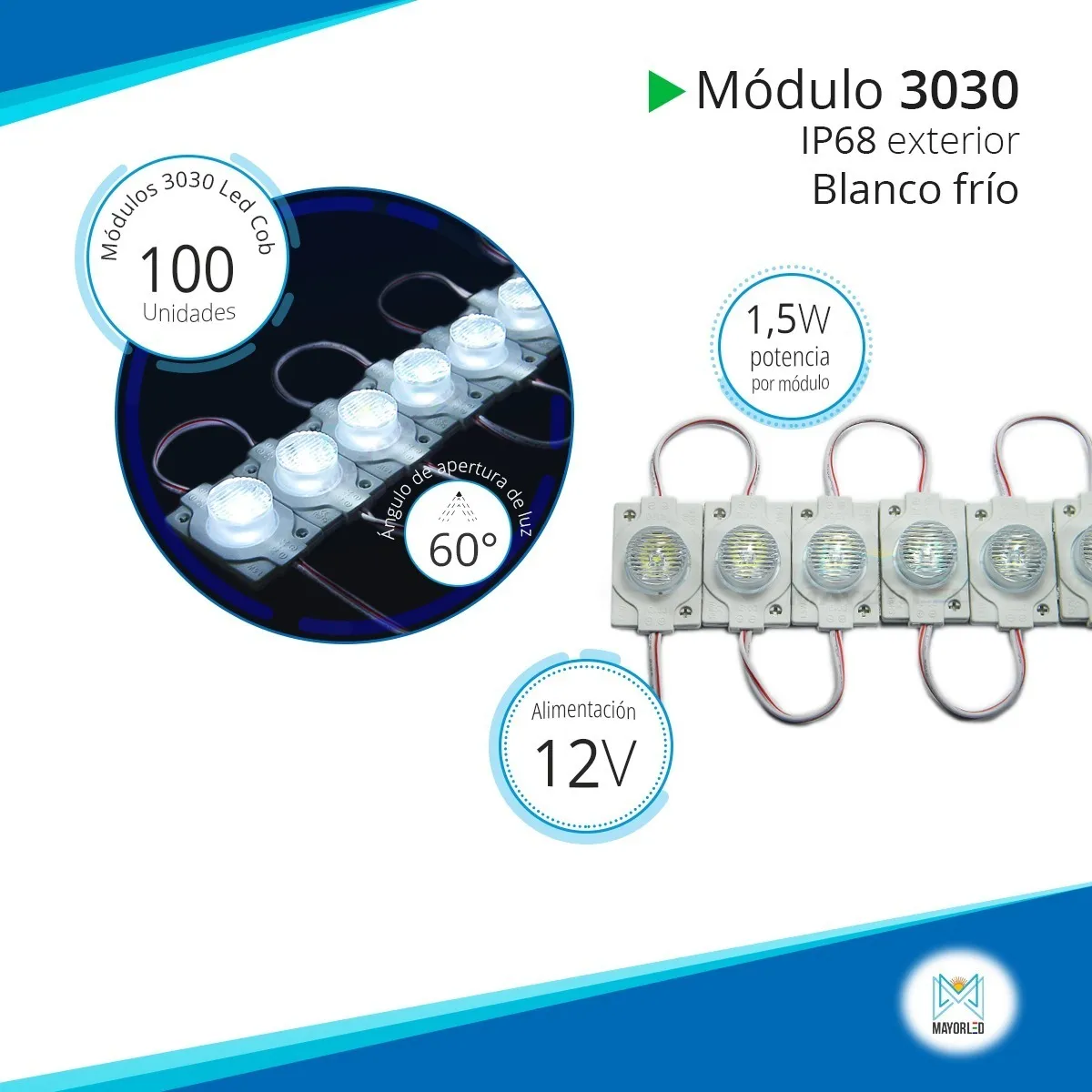 Módulos LED 3030 con lupa X100 12V IP68 - Image 4