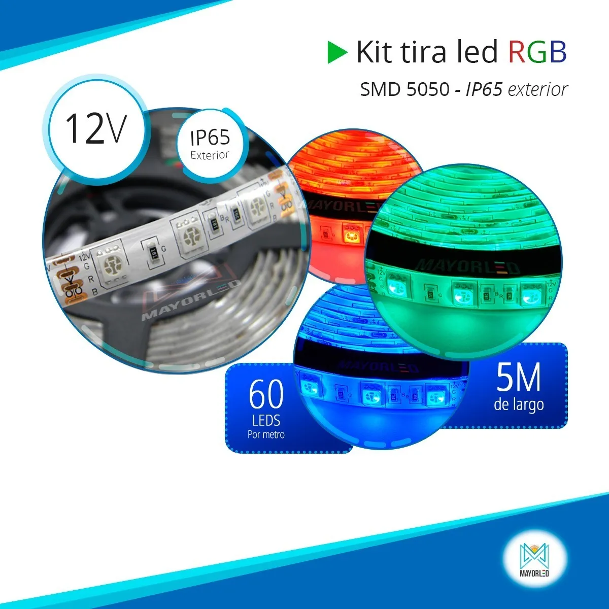 Tira LED 5050 RGB 12 V 5 m IP65 (Exterior) - Image 3