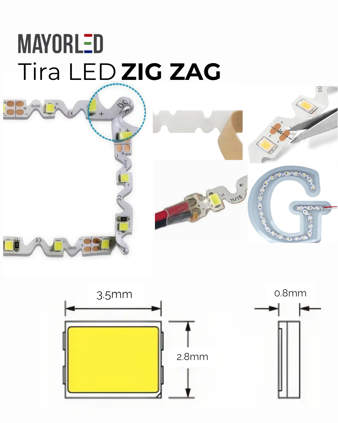 Tira LED 2835 Zig-Zag 12 V 10 m 60 LED/m - Image 4