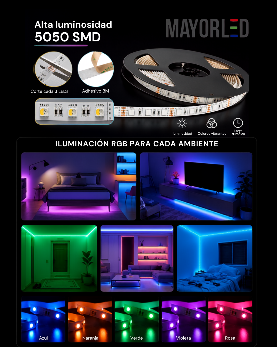 Kit Tira LED RGB 5050 5 m IP65 12 V - Image 3