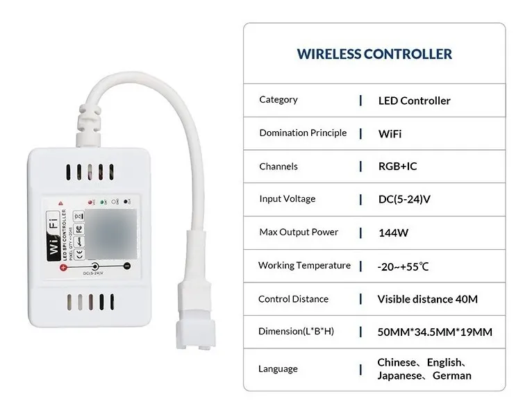 Controladora WiFi p/ Pixel LED RGB – WS2811 / WS2812B / SK6812 – 5 a 24 V - Image 4