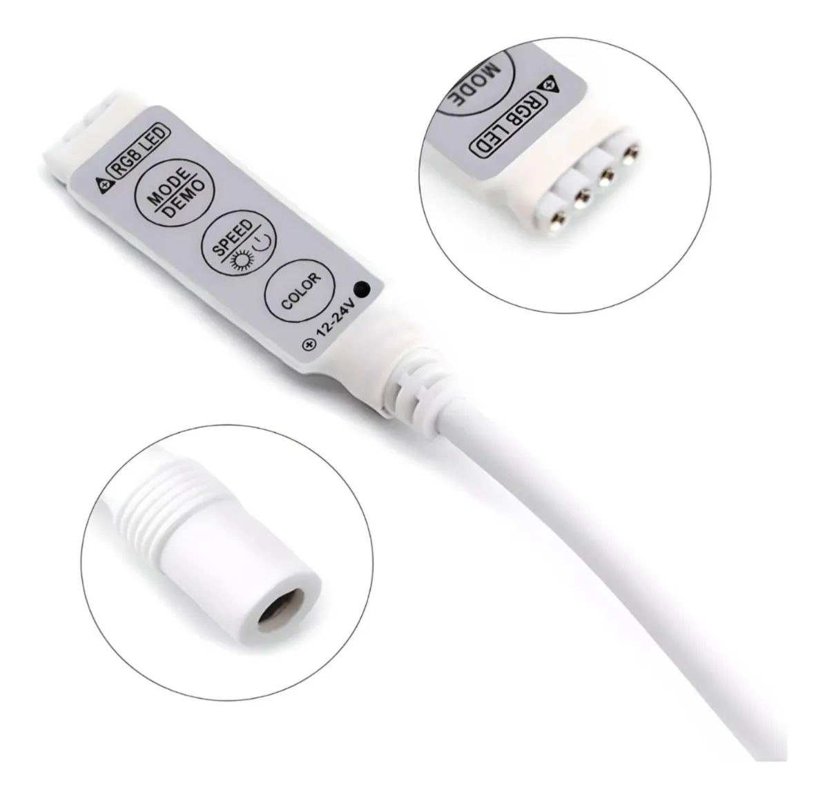 Mini Controlador RGB 3 Botones para Tiras LED 5–24V