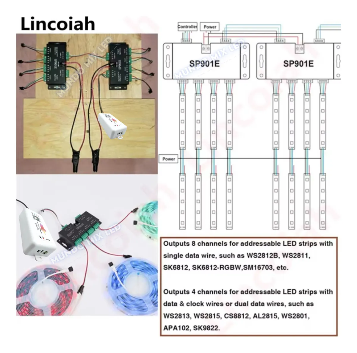 Amplificador De Señal SP901E SPI p/ Tira RGB Píxel LED 5–24V - Image 9