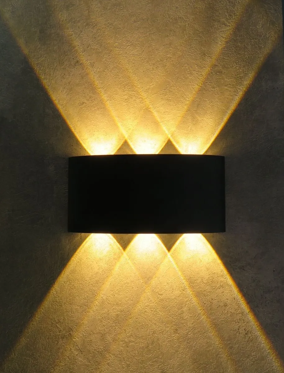 Aplique exterior bidireccional 6 W 6 LED luz cálida Negro - Image 4