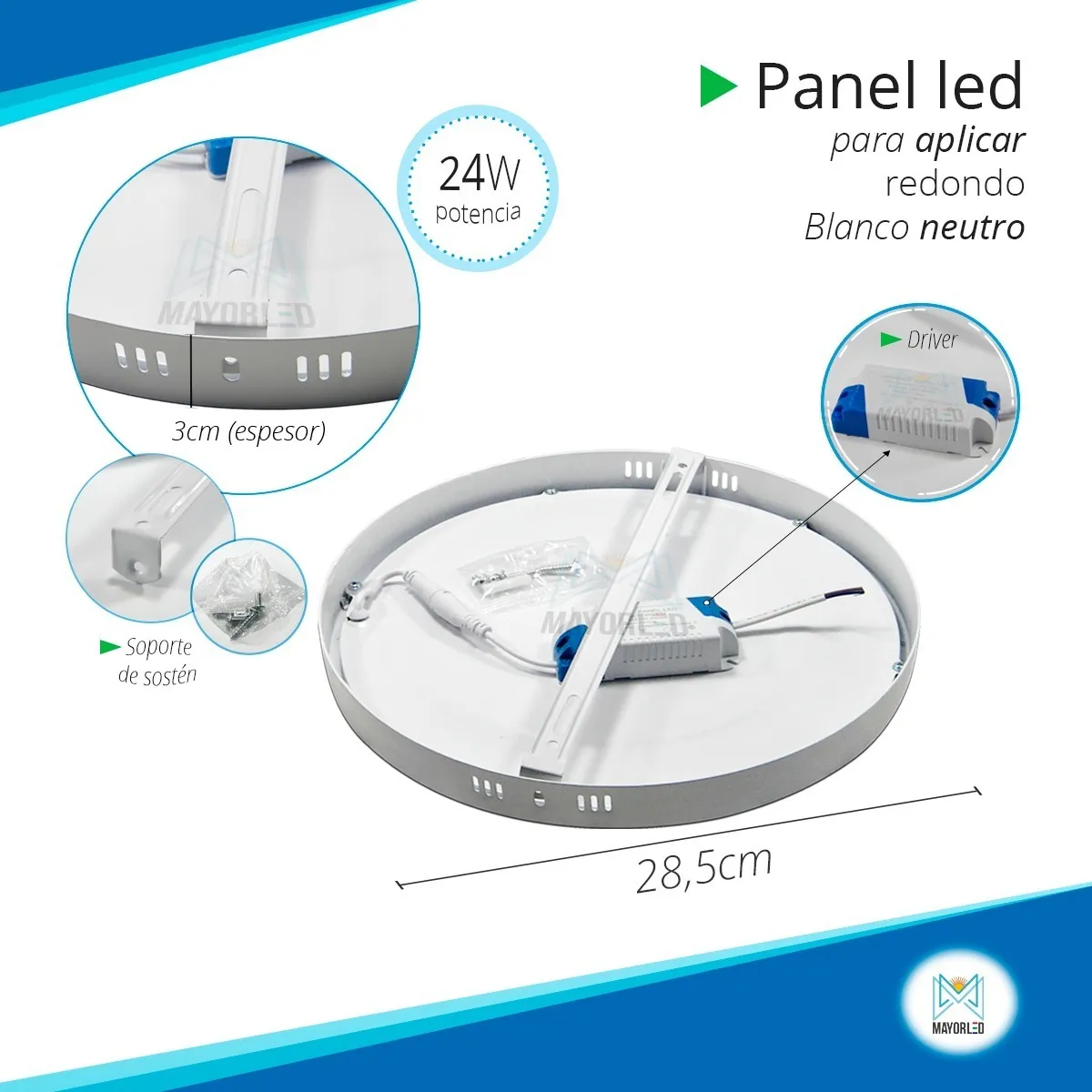 Plafón LED Aplicar Redondo 24W 220V - Image 2