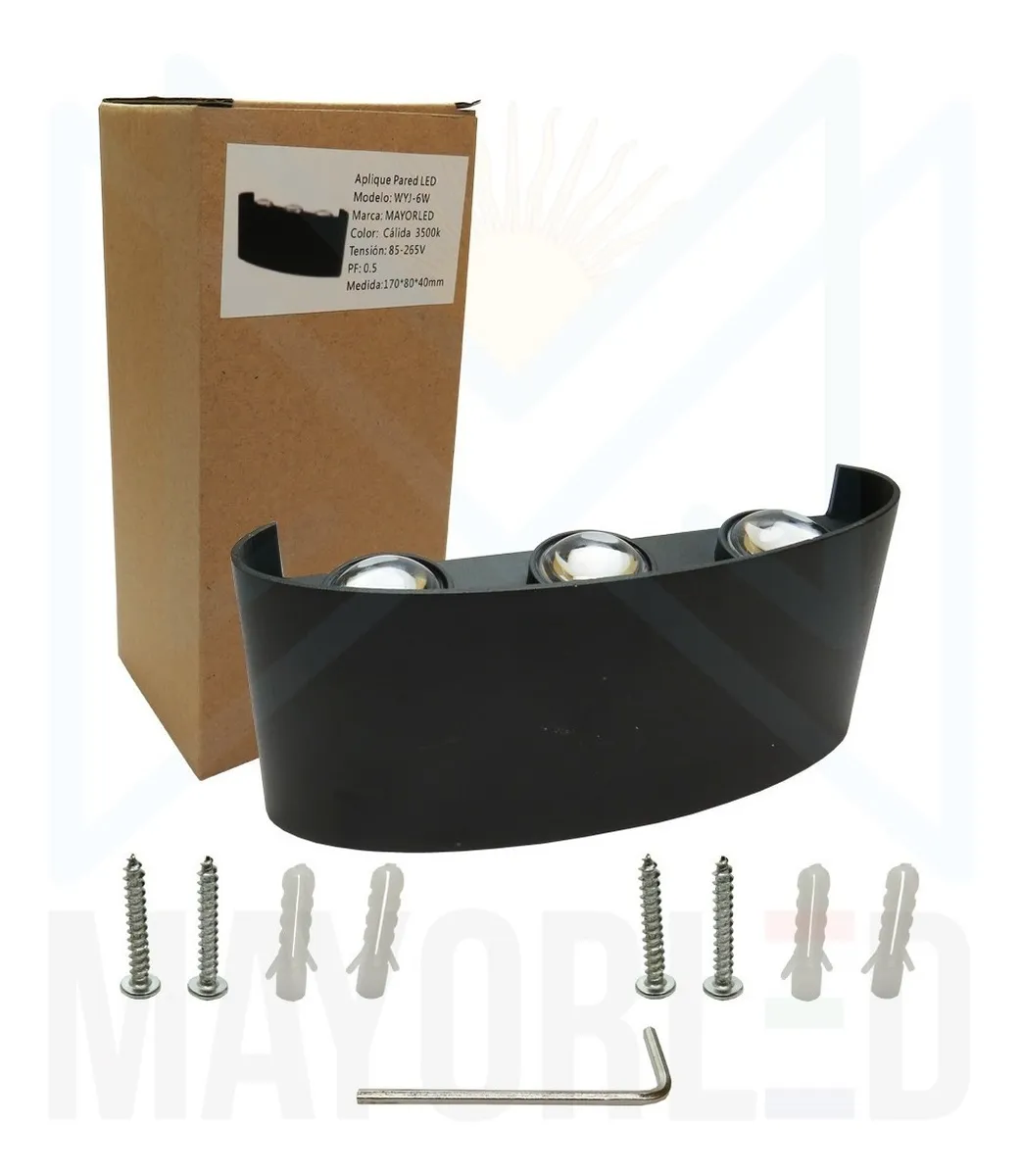 Aplique exterior bidireccional 6 W 6 LED luz cálida Negro - Image 5
