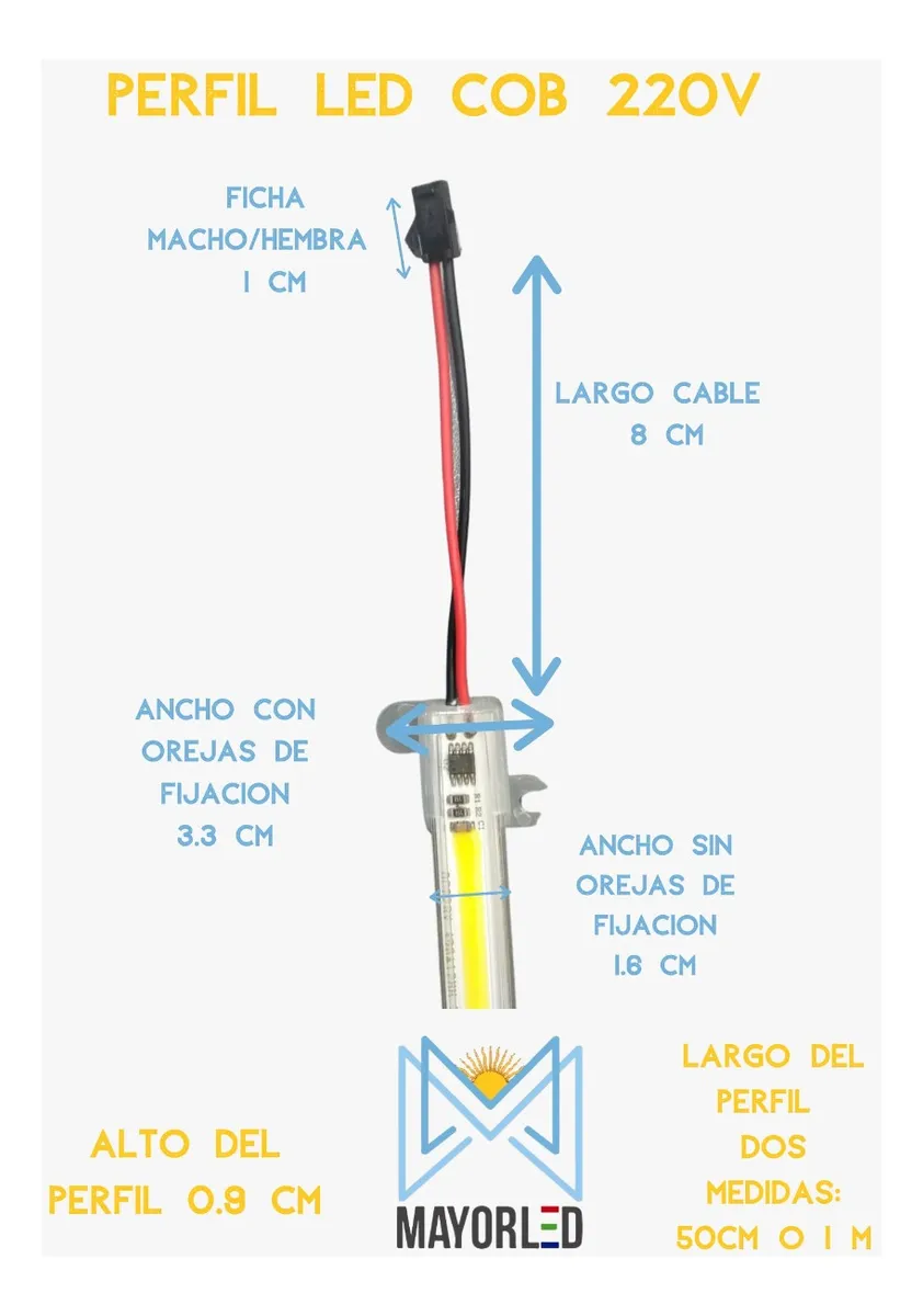 Perfil plástico bajo mesada 50 cm COB 76 LED 220V - Image 2