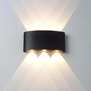 Aplique exterior bidireccional 6 W 6 LED luz cálida Negro