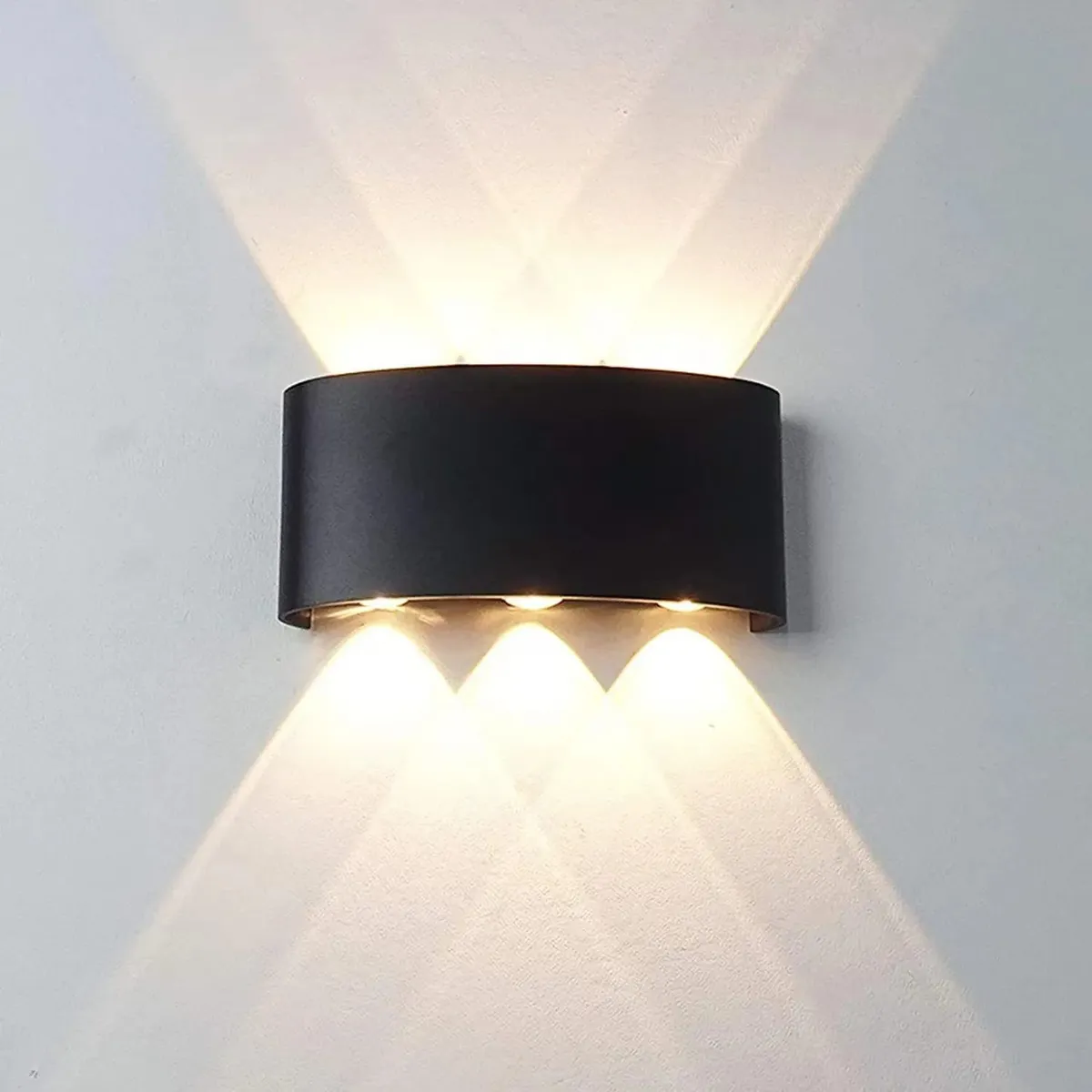 Aplique exterior bidireccional 6 W 6 LED luz cálida Negro