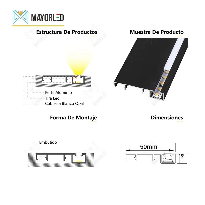 Perfil Aluminio Zocalo tjx0550 2mt - Image 2