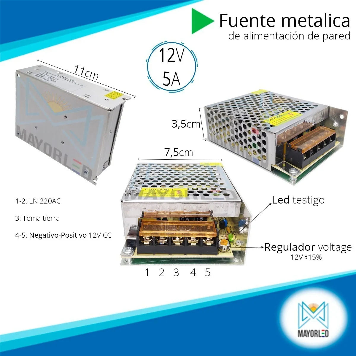 Fuente Metálica 12V 5A - Image 3