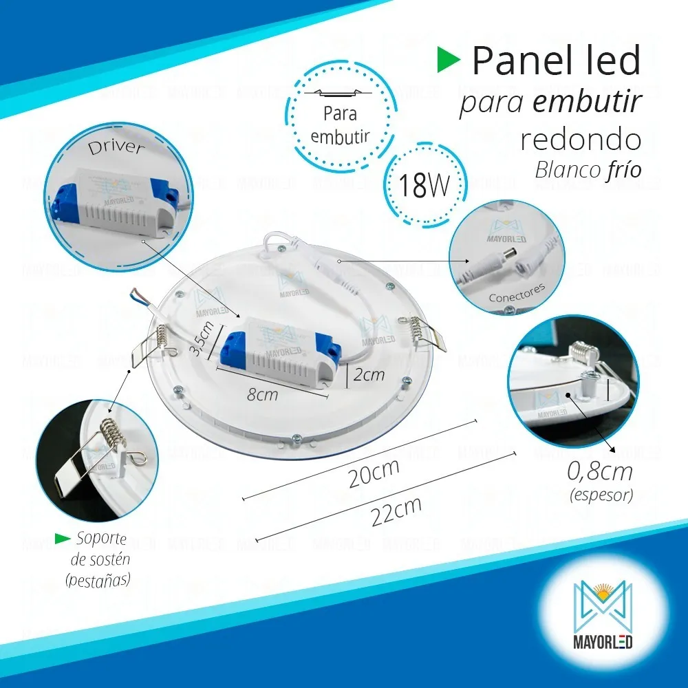Plafón LED Embutir Redondo 18w 220V - Image 2