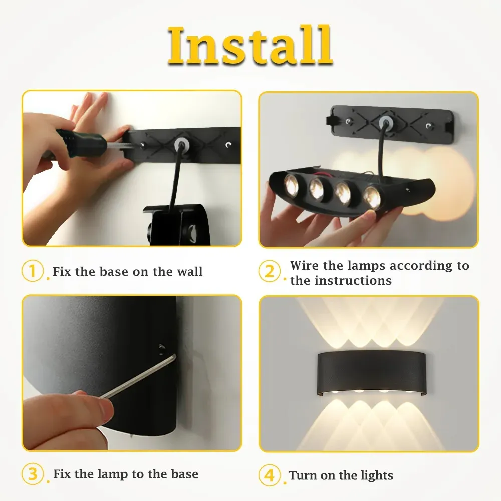 Aplique exterior bidireccional 6 W 6 LED luz cálida Negro - Image 3