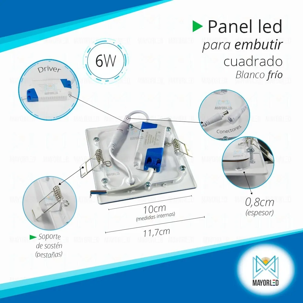 Plafón LED Embutir Cuadrado 6W 220V - Image 4