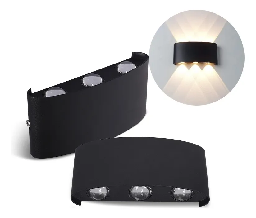 Aplique exterior bidireccional 6 W 6 LED luz cálida Negro - Image 2