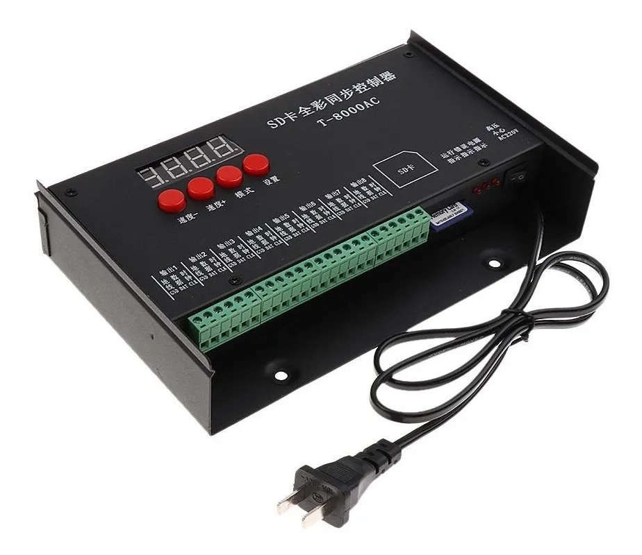 Controladora T8000AC p/ Tiras LED Pixel RGB – 8 Puertos