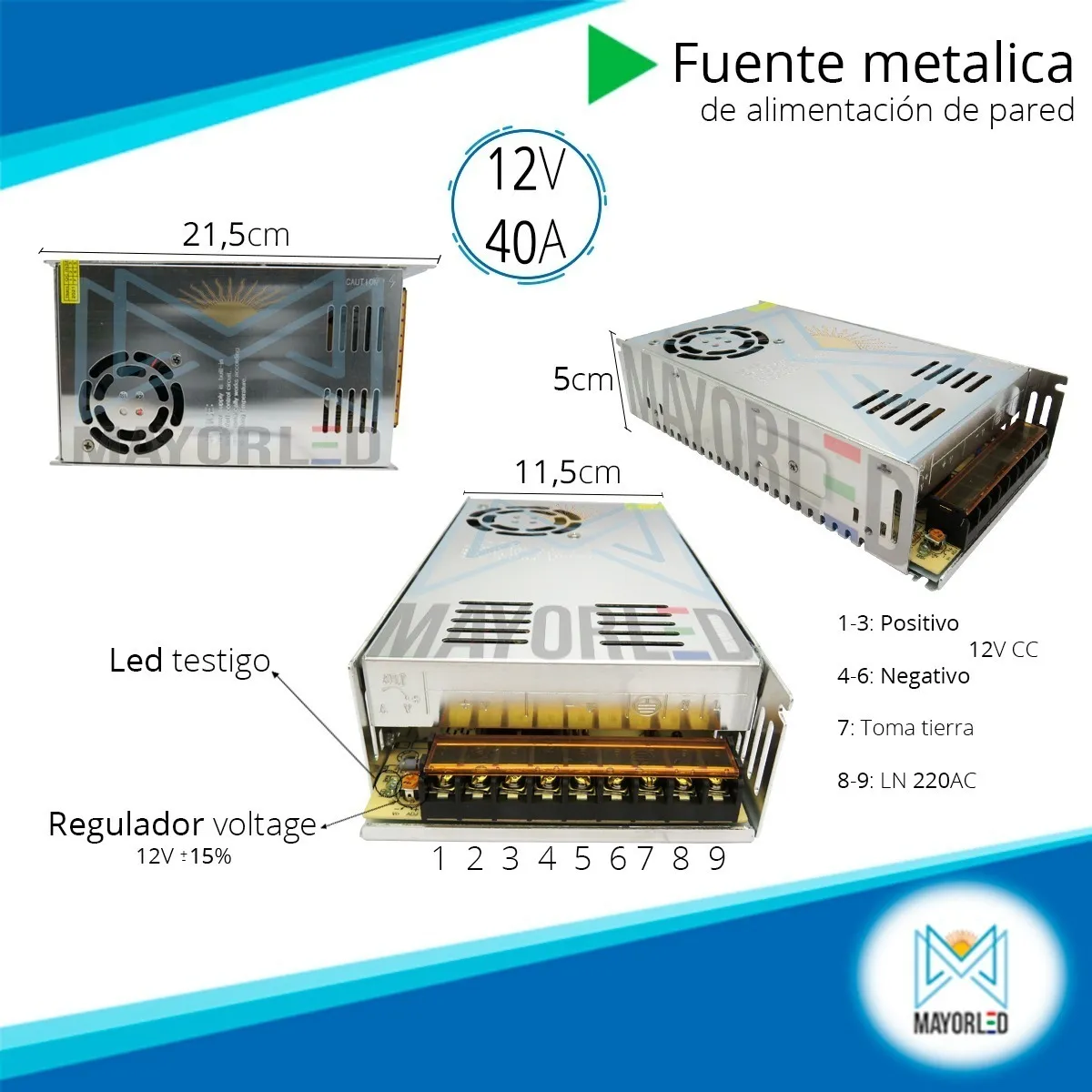 Fuente Metálica 12V 40A - Image 2