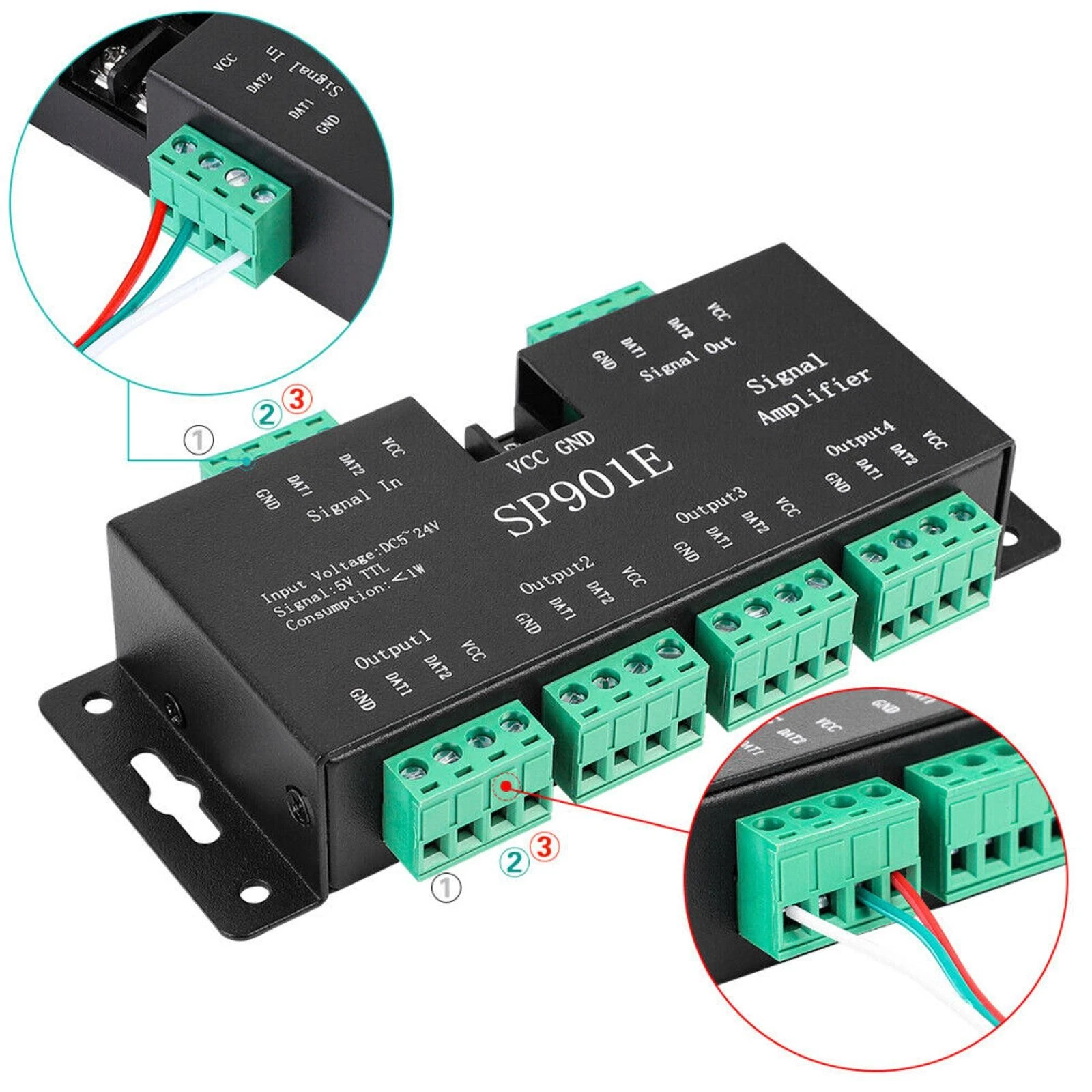 Amplificador De Señal SP901E SPI p/ Tira RGB Píxel LED 5–24V - Image 5