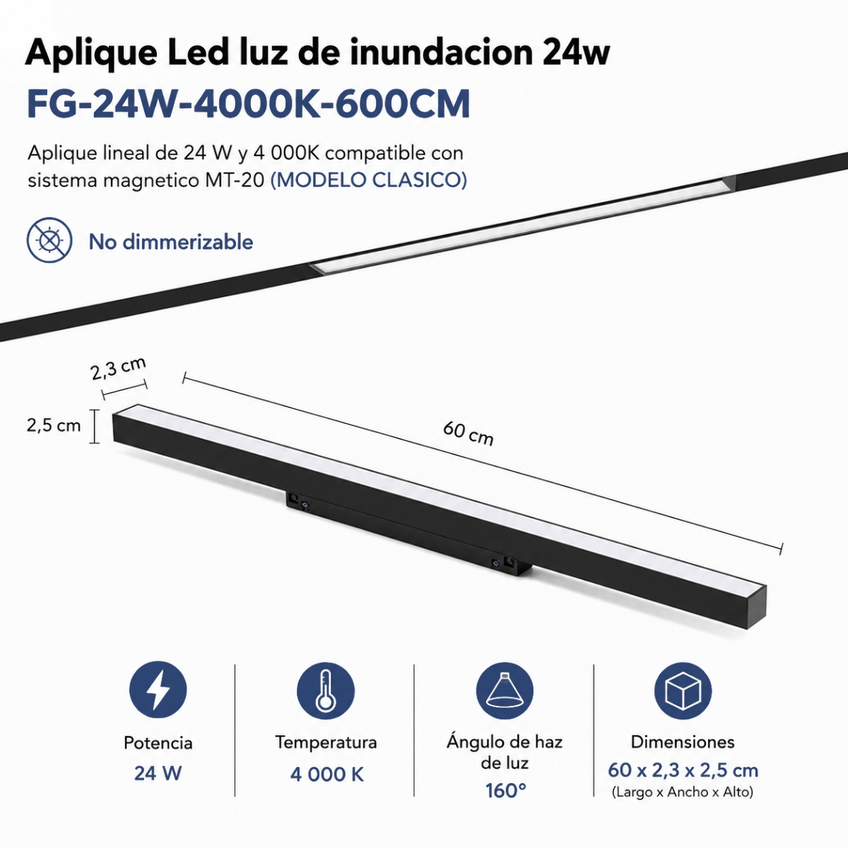 Led De Inundación FG-24W–4000K Para Riel Magnético MT-20 TRADICIONAL - Image 4