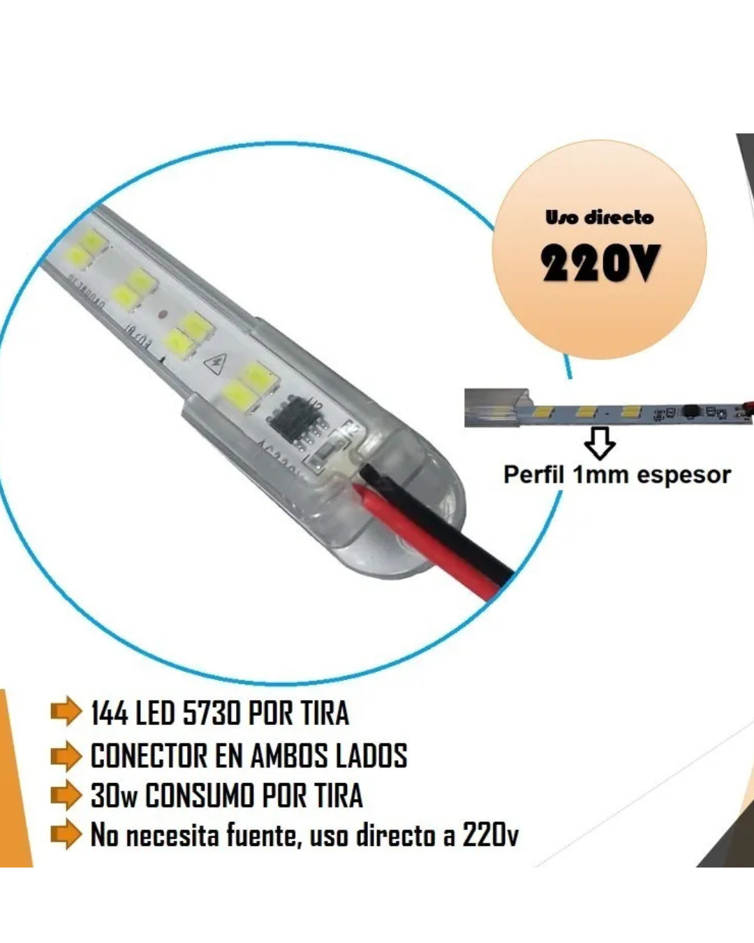 Varilla bajo mesada LED Lineal 220V SMD– chips led - Image 7