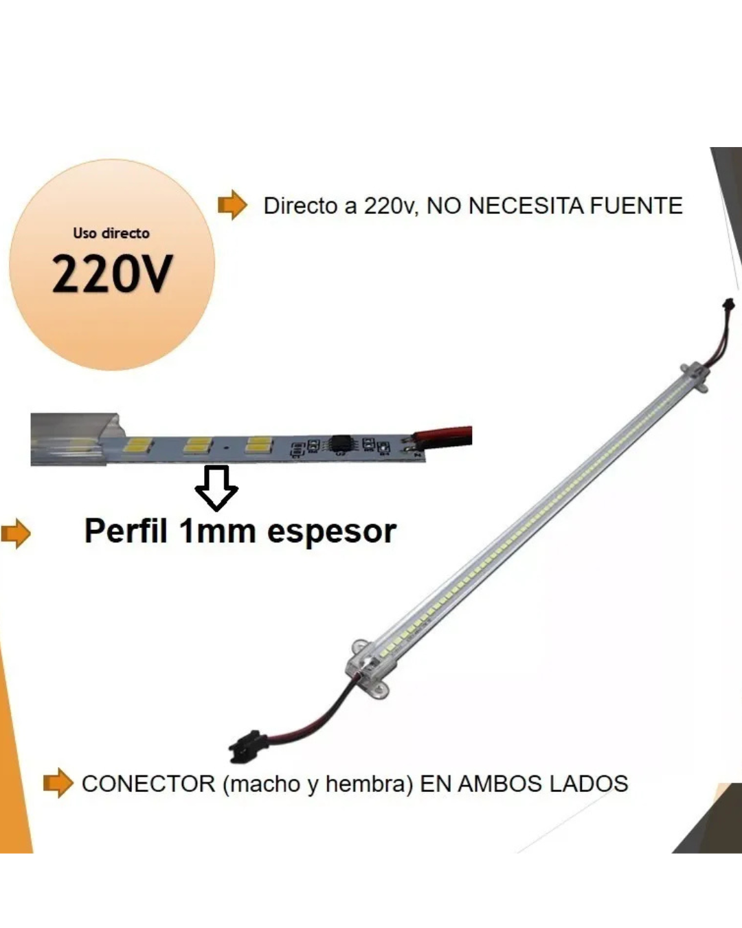 Varilla bajo mesada LED Lineal 220V SMD– chips led - Image 4