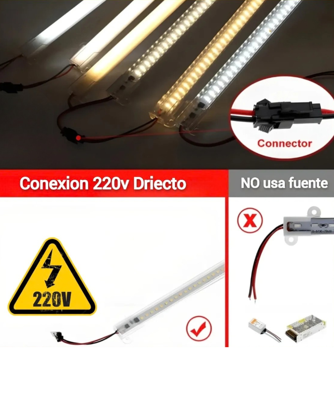 Varilla bajo mesada LED Lineal 220V SMD– chips led - Image 5