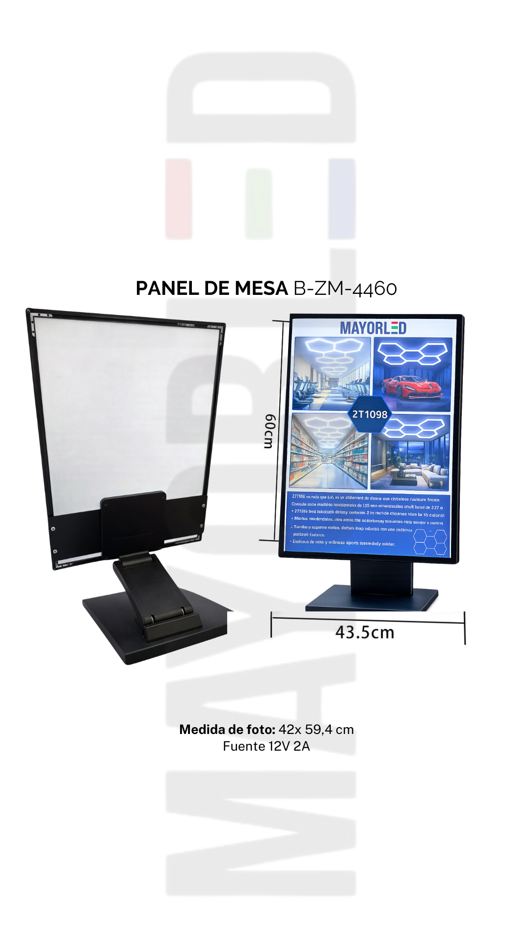 Cartel Backlight Led de MESA 12V