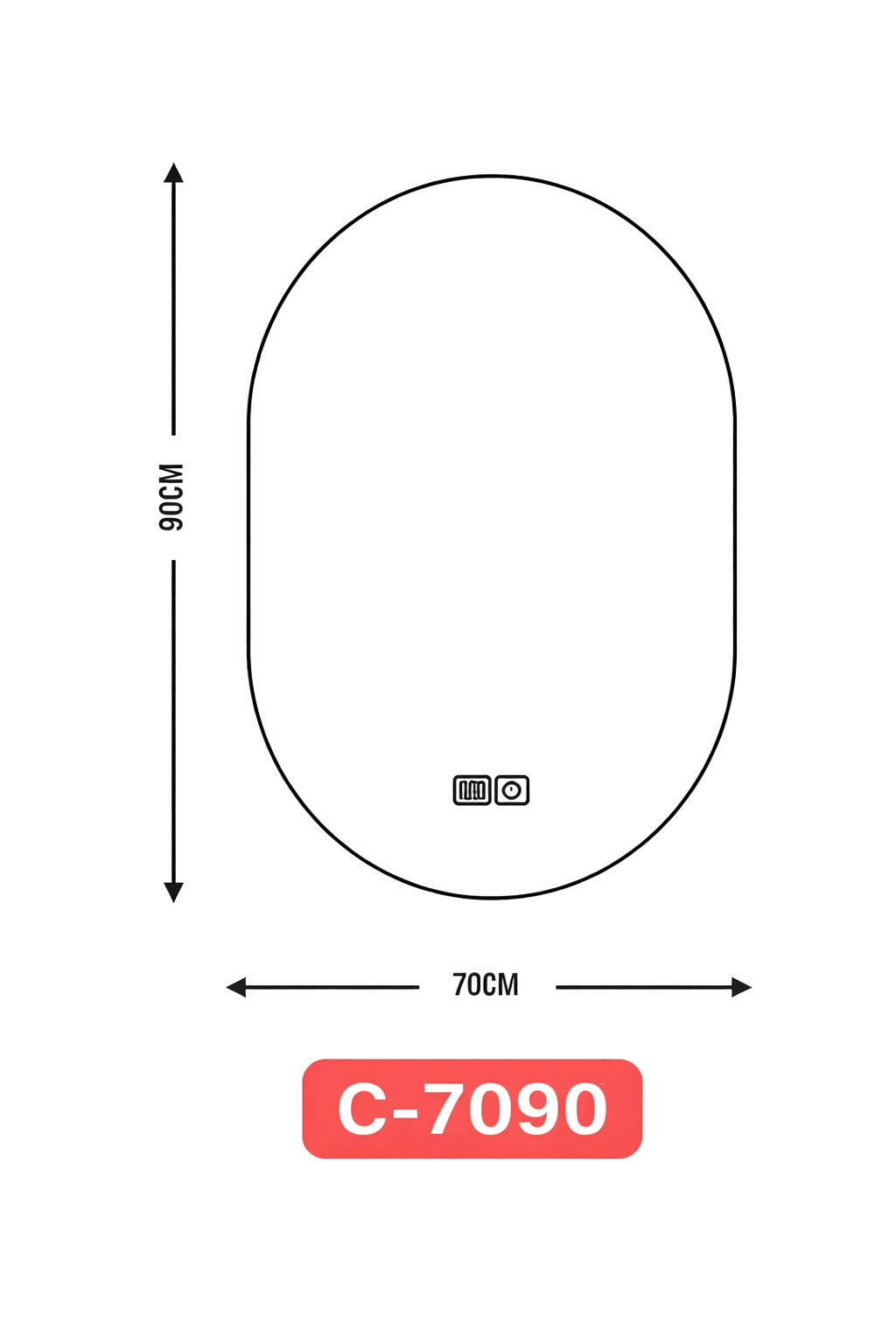 Espejo LED Táctil Antiempañante Óvalo C-7090 | 90x70 cm - Image 3