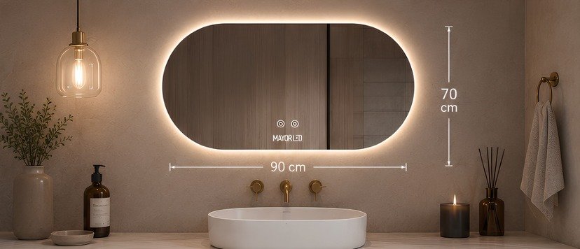 Espejo LED Táctil Antiempañante Óvalo C-7090 | 90x70 cm