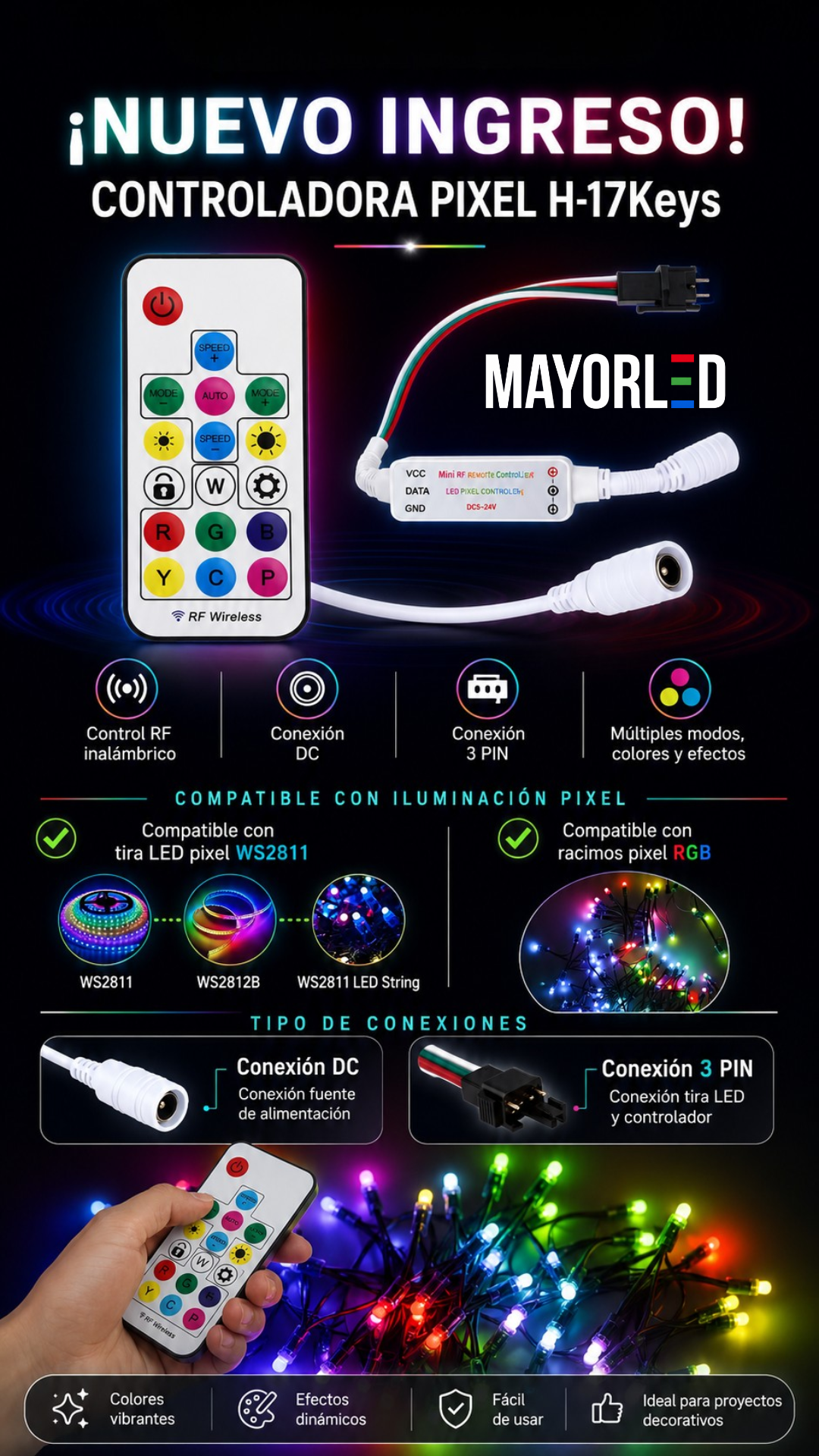 Controladora Pixel RGB H-17keys 5V-24V - Image 2