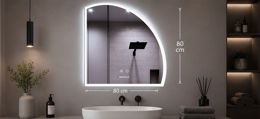 Espejo LED Táctil Antiempañante Esquina W-1080 | 80X80cm