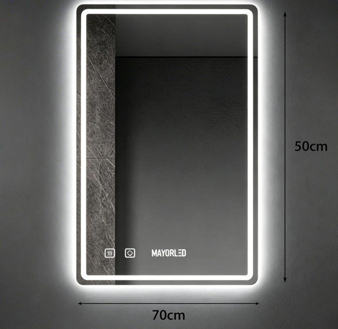 Espejo LED Táctil Antiempañante Rectangular L-1070 | 70x50cm - Image 2
